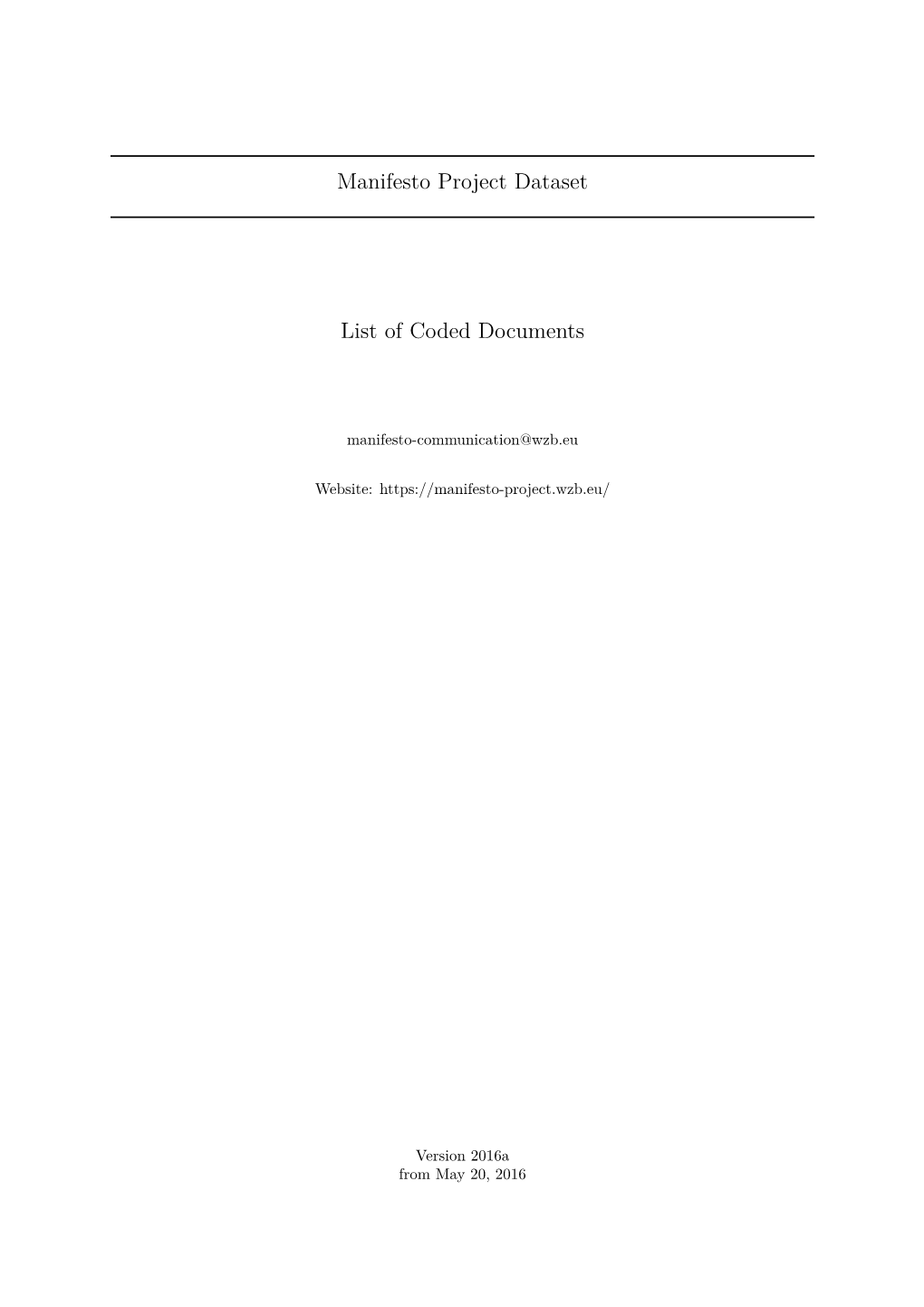 List of Coded Documents