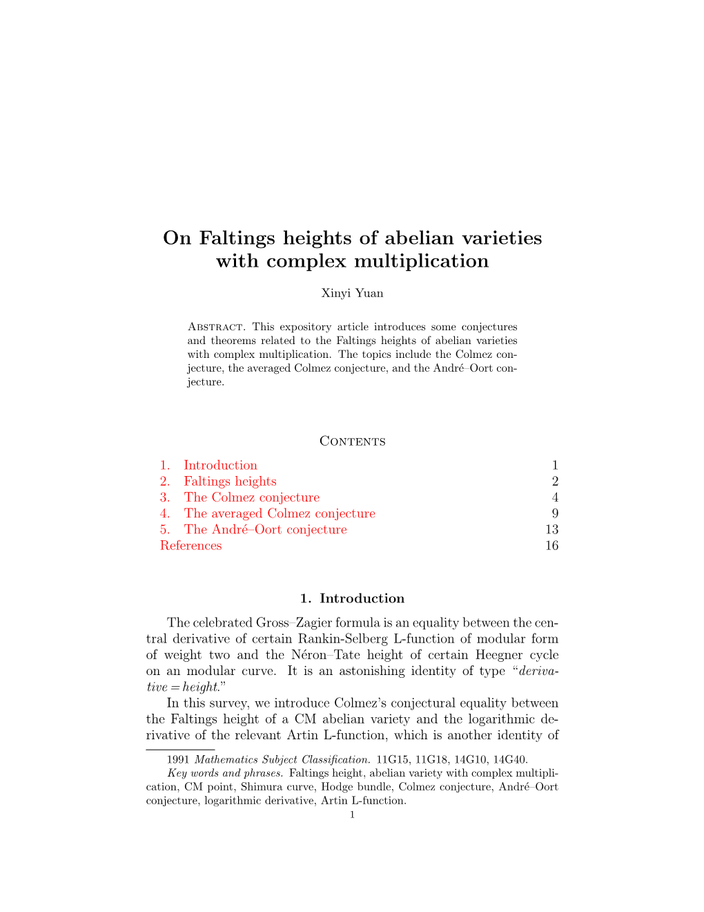 On Faltings Heights of Abelian Varieties with Complex Multiplication