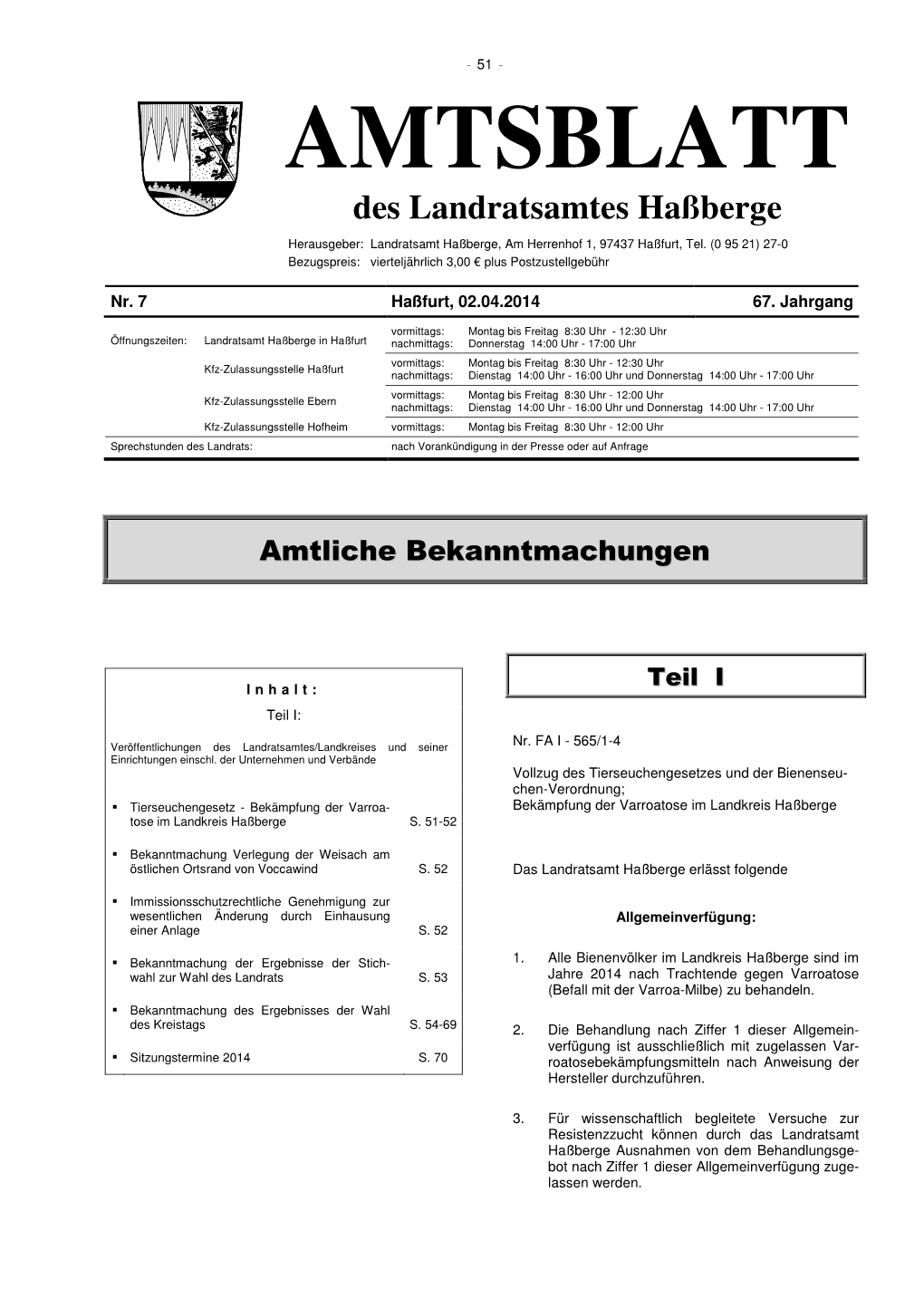 AMTSBLATT Des Landratsamtes Haßberge