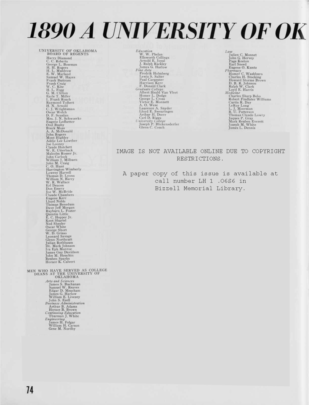1890 a UNIVERSITY of OK UNIVERSITY of OKLAHOMA Education Law BOARD of REGENTS W