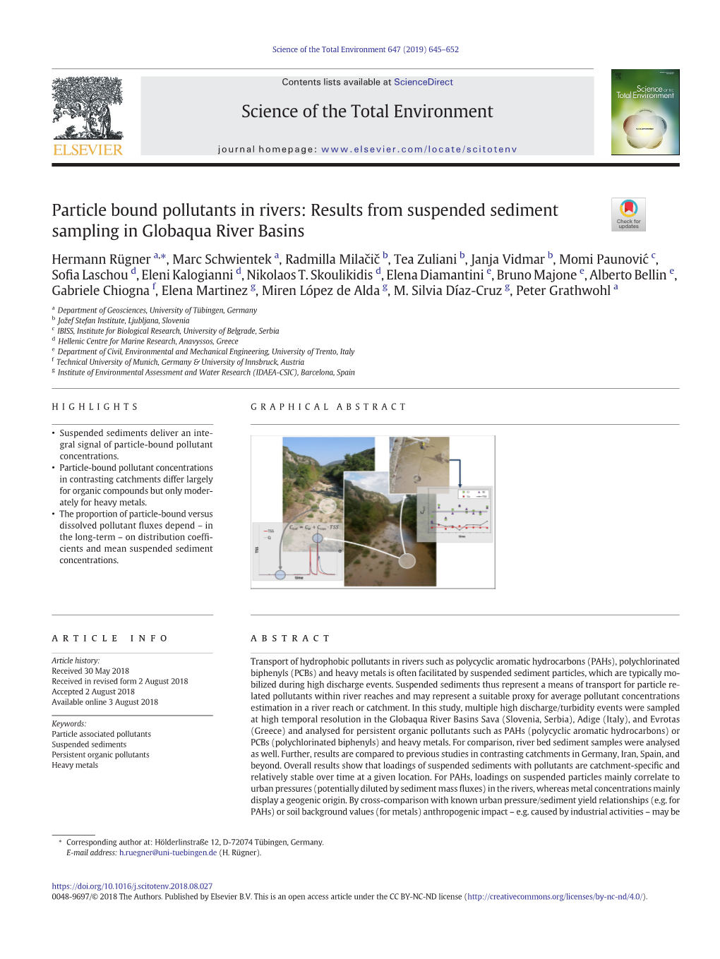 Results from Suspended Sediment Sampling in Globaqua River Basins