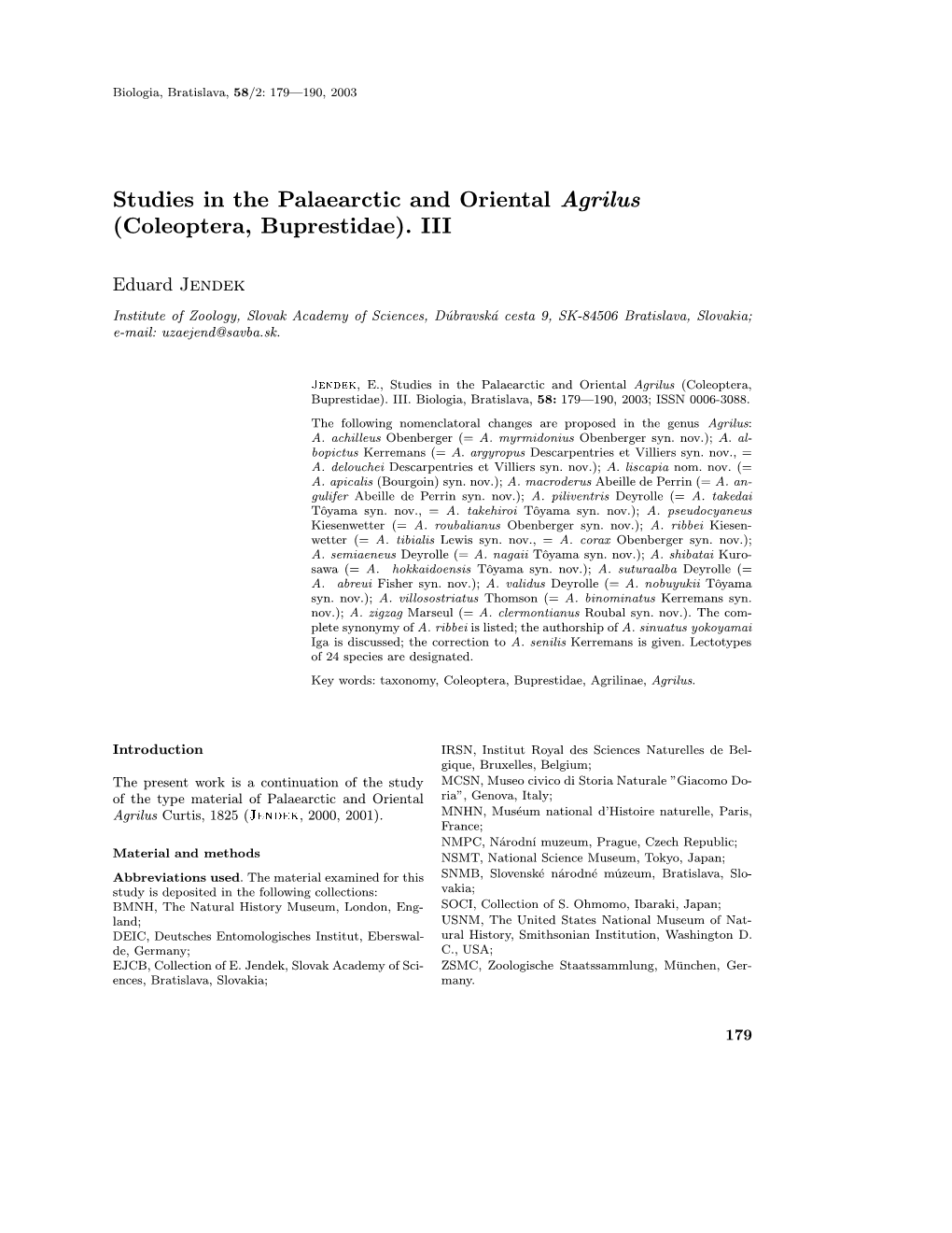 Studies in the Palaearctic and Oriental Agrilus (Coleoptera, Buprestidae). III