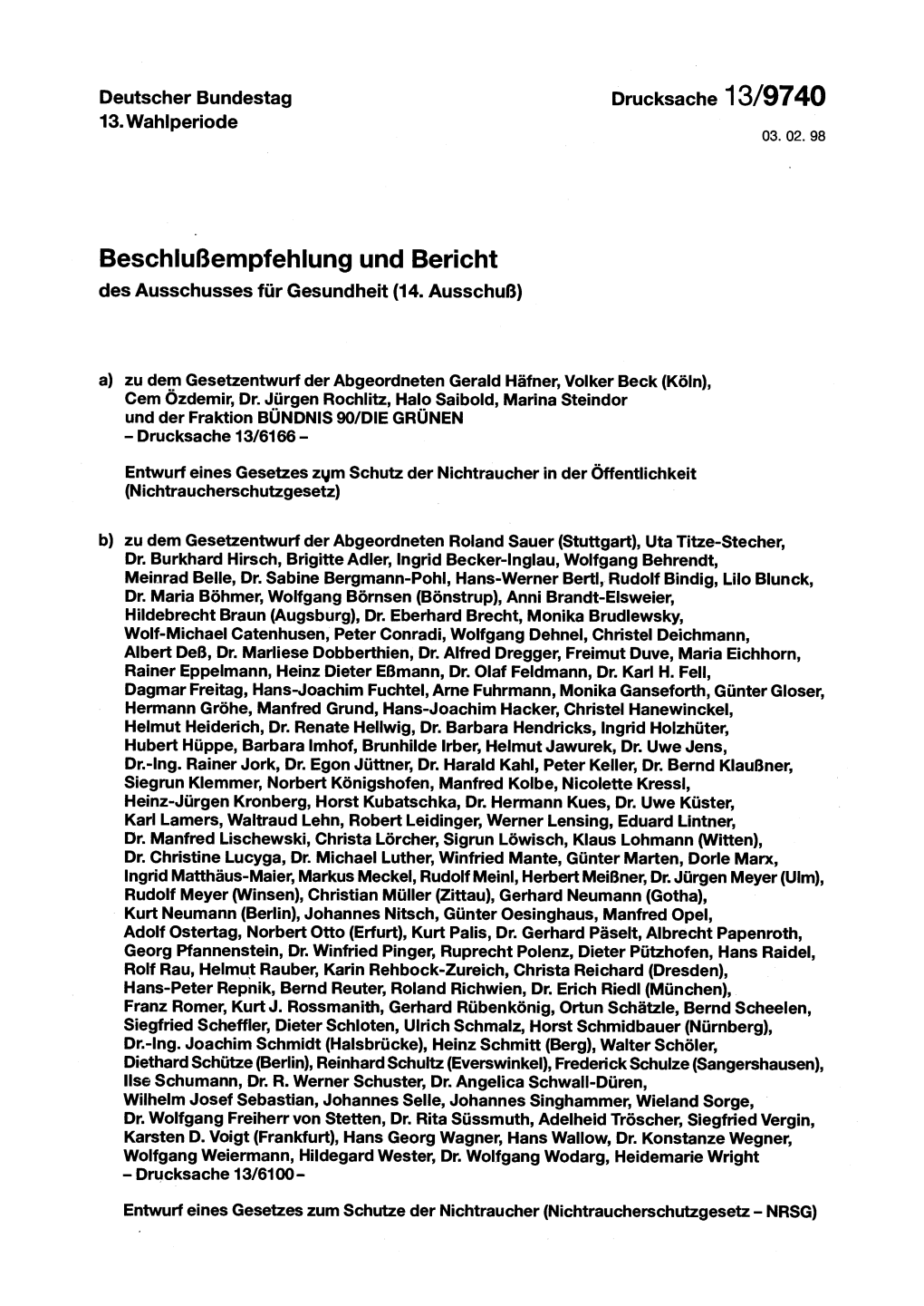 Beschlußempfehlung Und Bericht Des Ausschusses Für Gesundheit (14