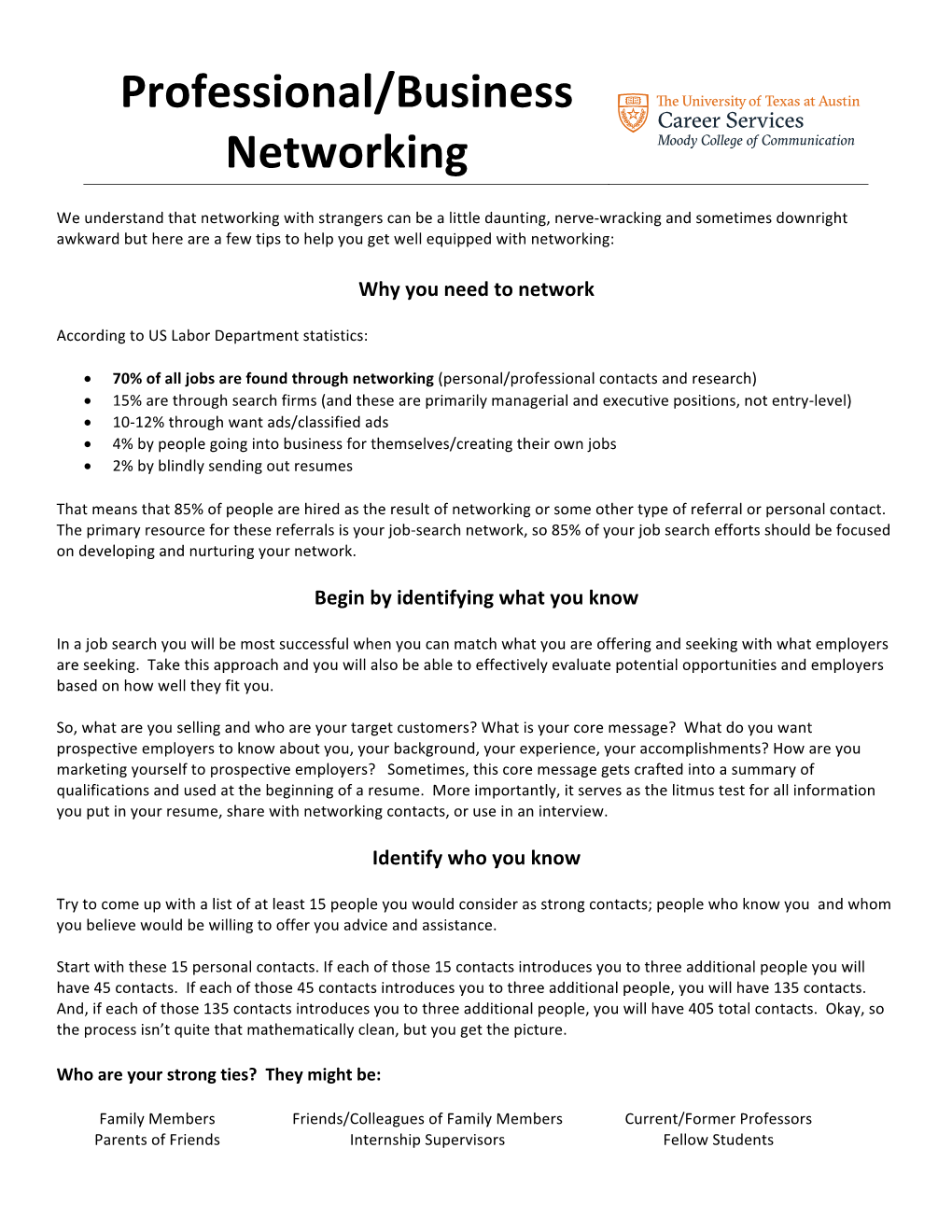 Professional/Business Networking