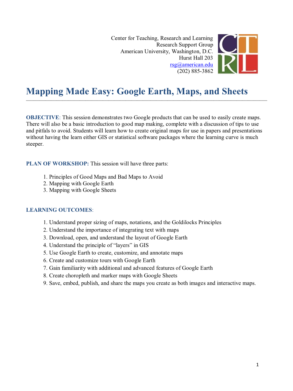 Mapping Made Easy: Google Earth, Maps, and Sheets ______