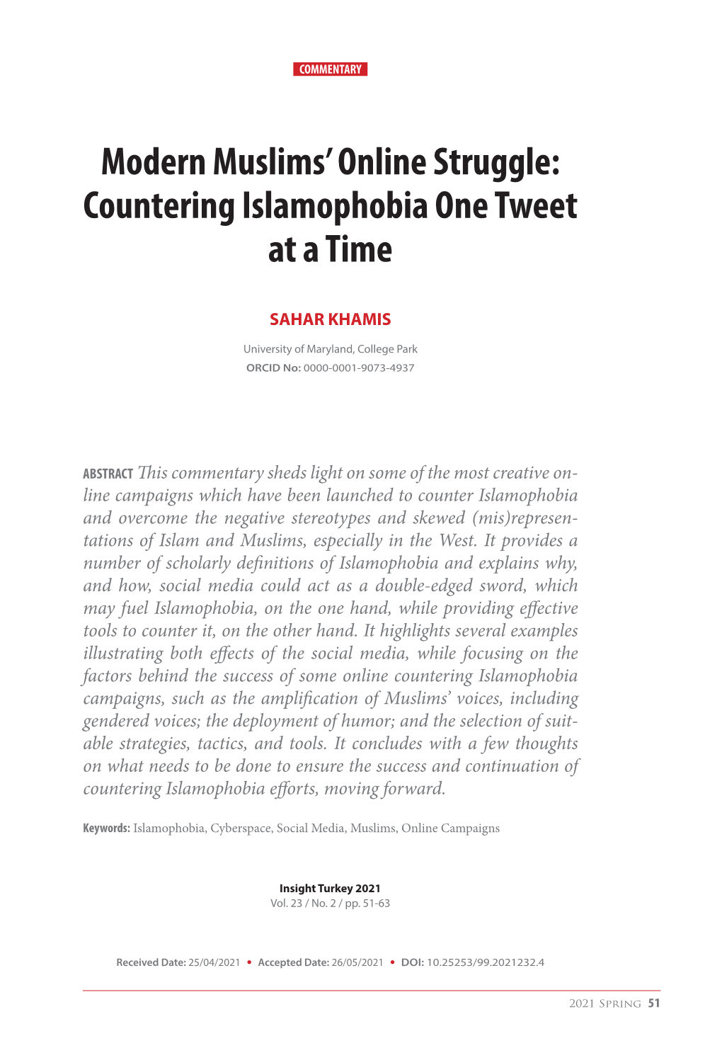 Modern Muslims' Online Struggle: Countering Islamophobia One Tweet at a Time