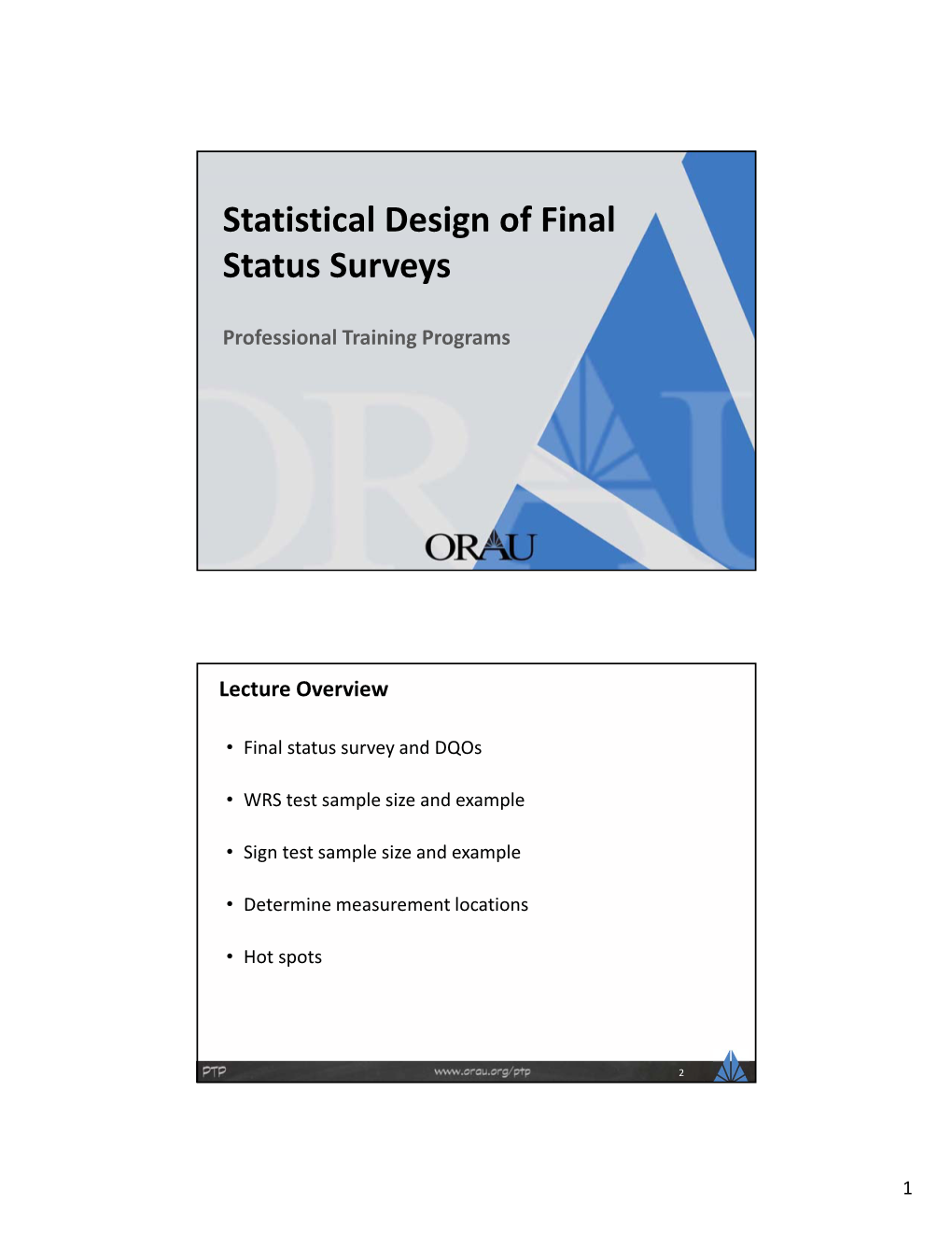 Statistical Design of Final Status Surveys