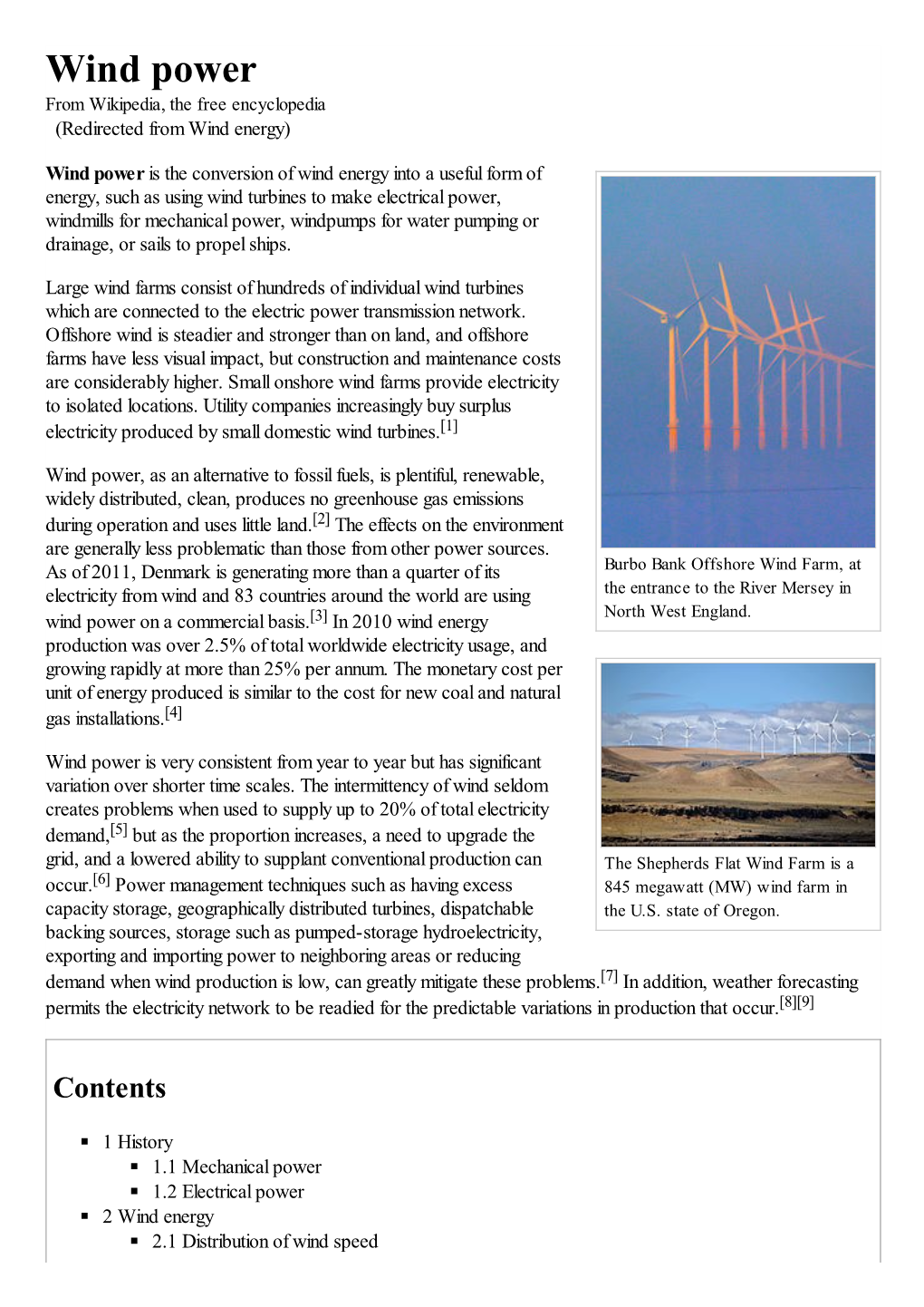 Wind Power from Wikipedia, the Free Encyclopedia (Redirected from Wind Energy)