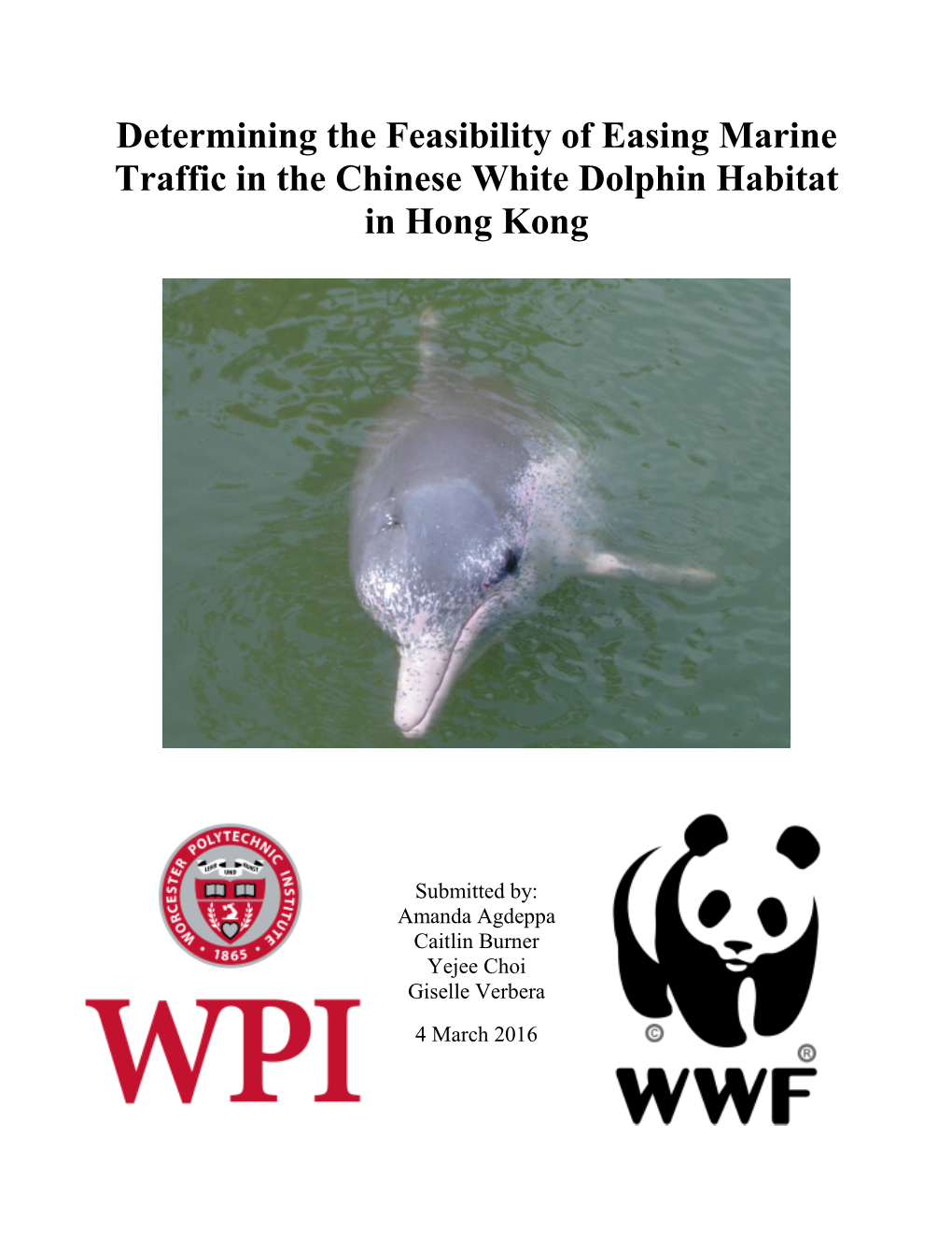 Determining the Feasibility of Easing Marine Traffic in the Chinese White Dolphin Habitat in Hong Kong