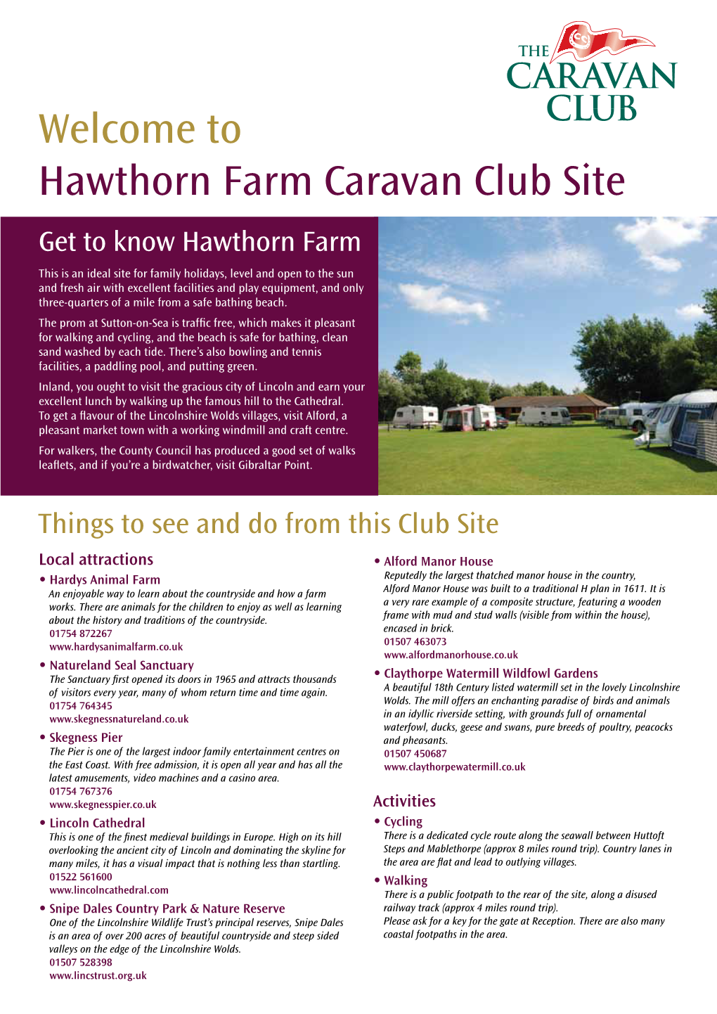 Welcome to Hawthorn Farm Caravan Club Site