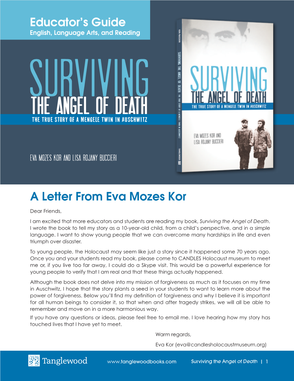 Educator's Guide a Letter from Eva Mozes
