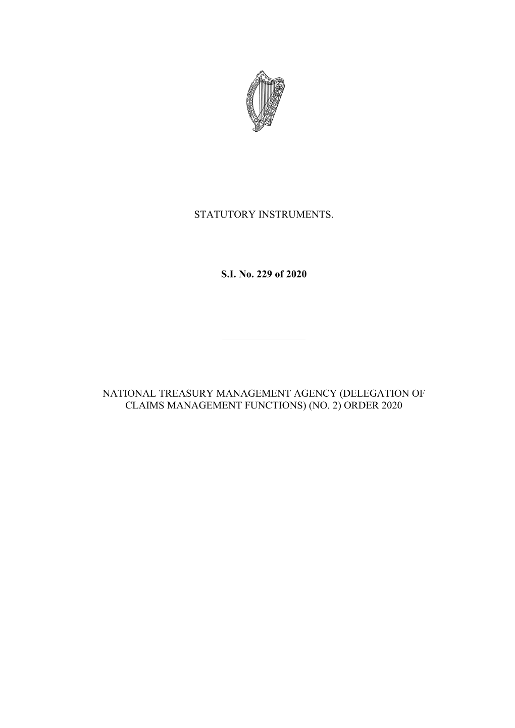 STATUTORY INSTRUMENTS. S.I. No. 229 Of