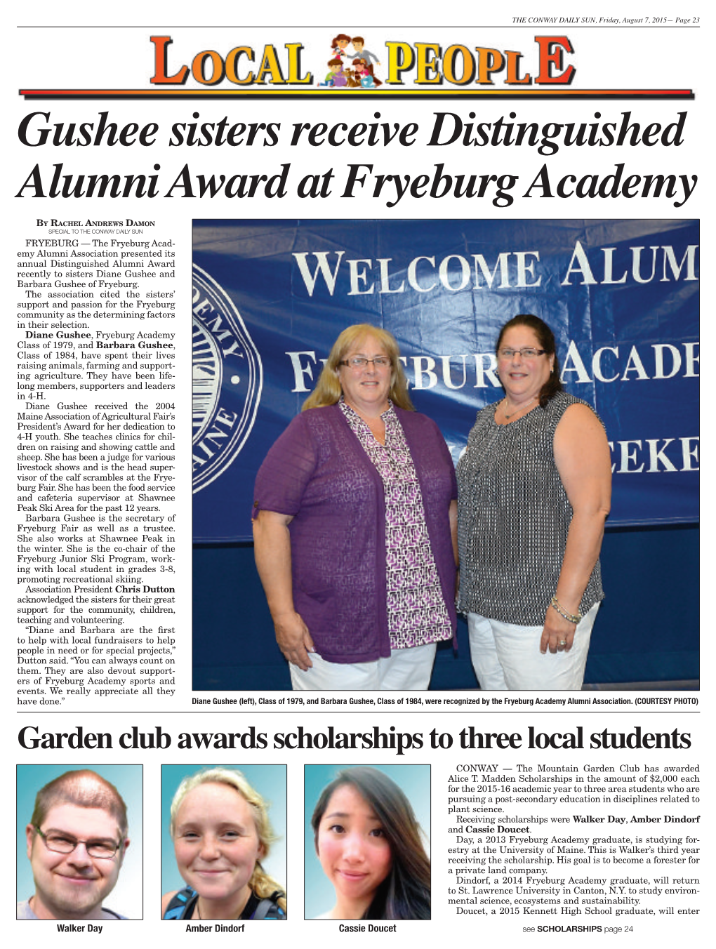 Gushee Sisters Receive Distinguished Alumni Award at Fryeburg Academy