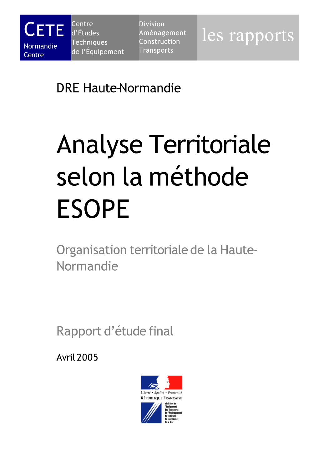 Analyse Territoriale Selon La Méthode ESOPE