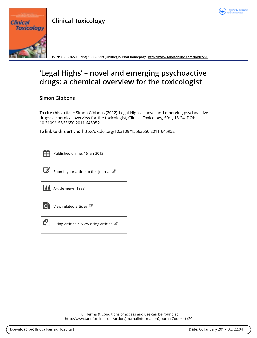 'Legal Highs' – Novel and Emerging Psychoactive Drugs: a Chemical Overview for the Toxicologist