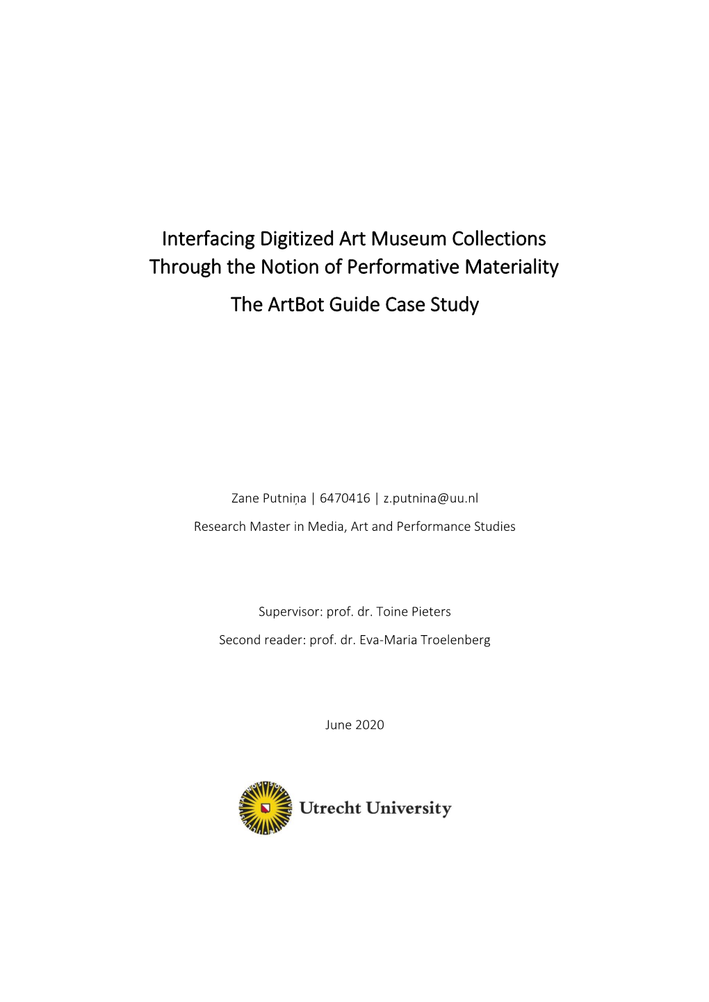 Interfacing Digitized Art Museum Collections Through the Notion of Performative Materiality the Artbot Guide Case Study