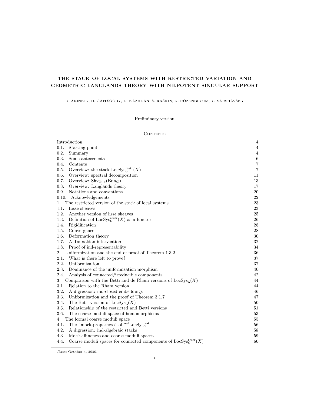 The Stack of Local Systems with Restricted Variation and Geometric Langlands Theory with Nilpotent Singular Support