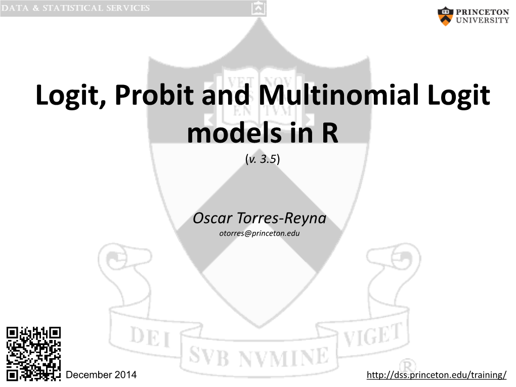 Logit, Probit and Multinomial Logit Models in R (V