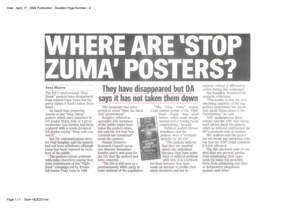 Stop Zuma' Poster