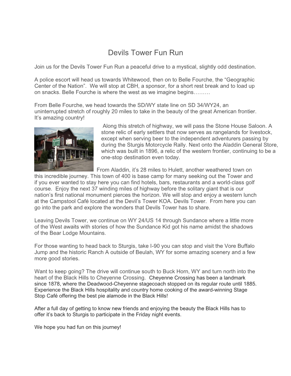 Devils Tower Fun Run