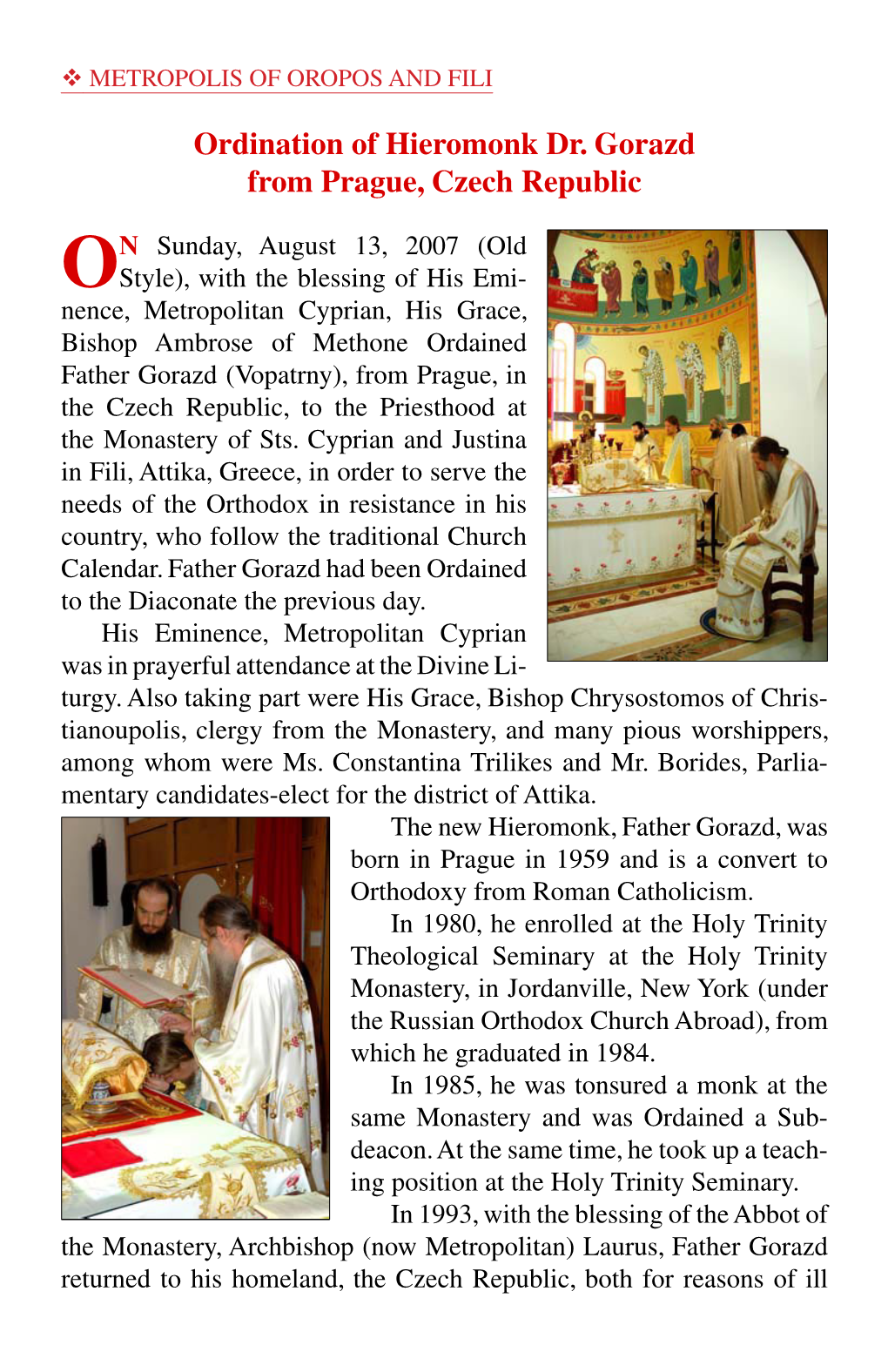 Ordination of Fr. Gorazd