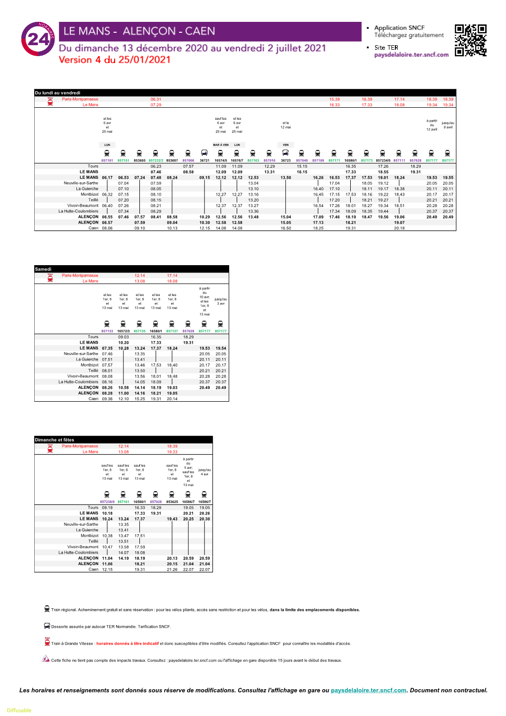 Horaires Ligne 24 Le Mans