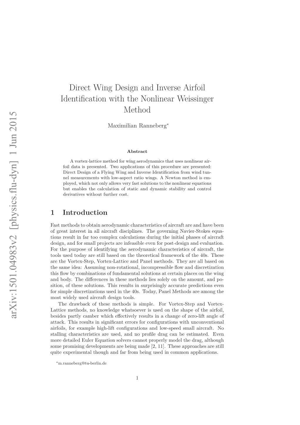 Direct Wing Design and Inverse Airfoil Identification with the Nonlinear Weissinger Method