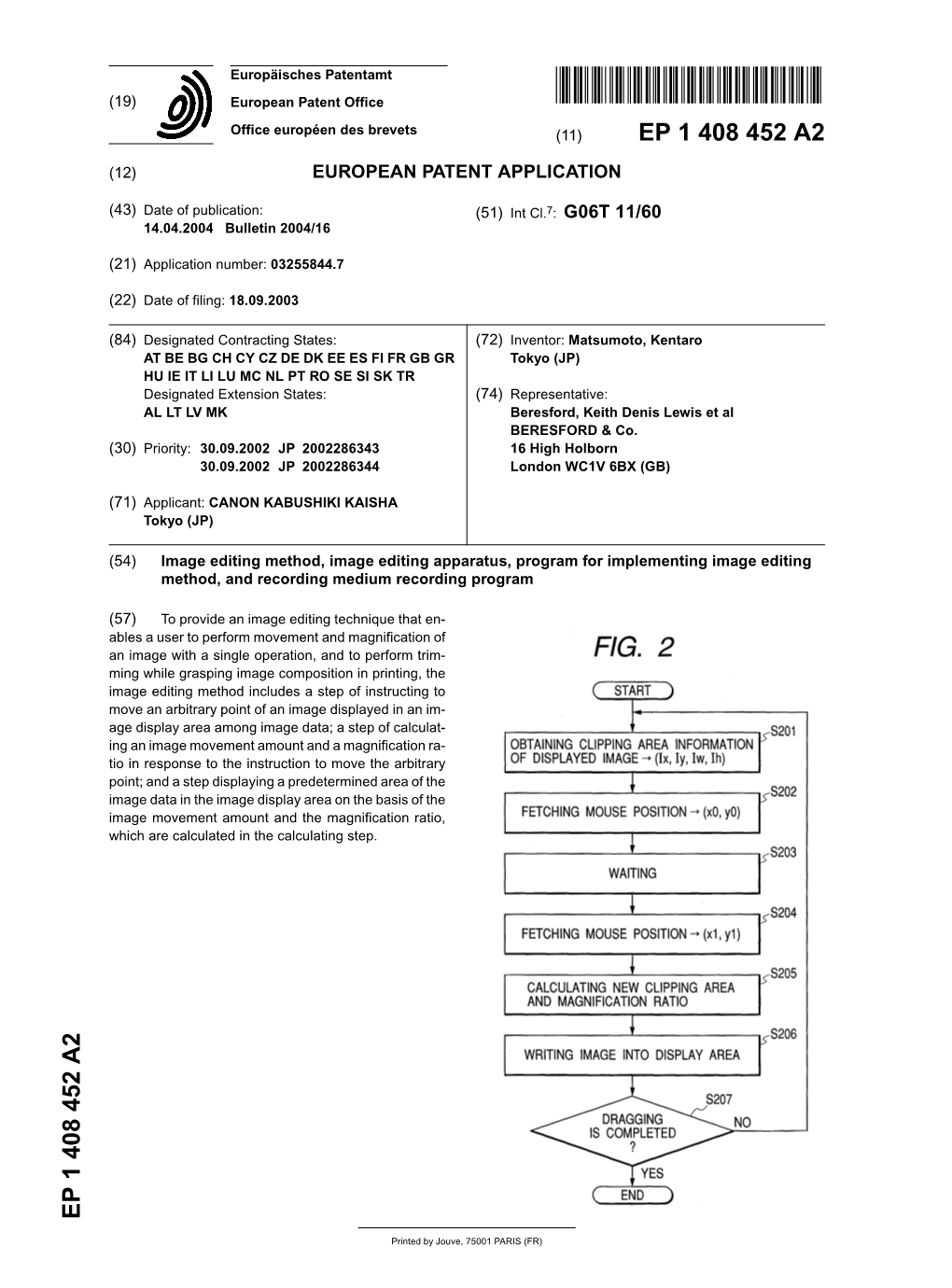 Image Editing Method, Image Editing Apparatus, Program for Implementing Image Editing Method, and Recording Medium Recording Program