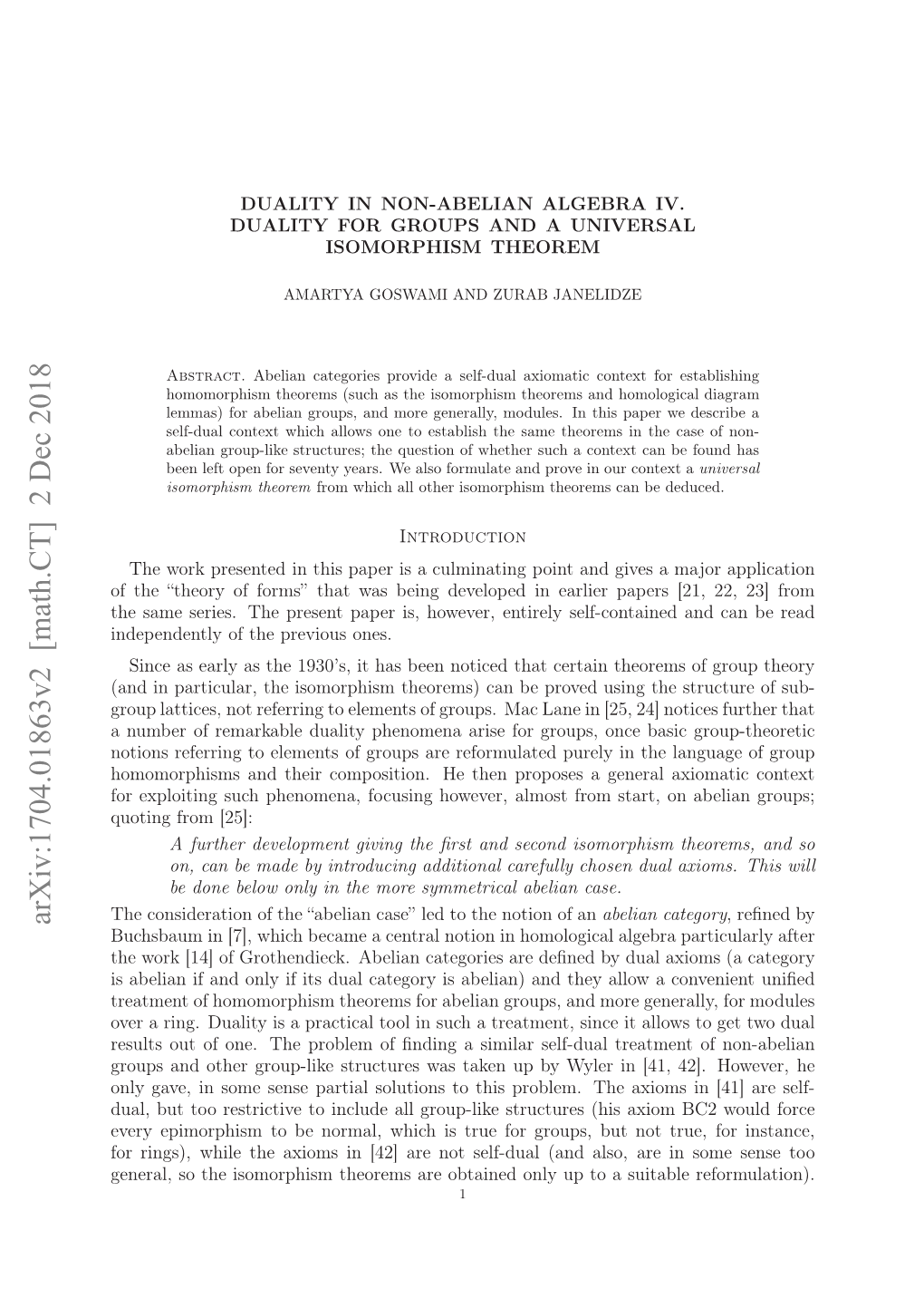 Duality in Non-Abelian Algebra IV. Duality for Groups and a Universal