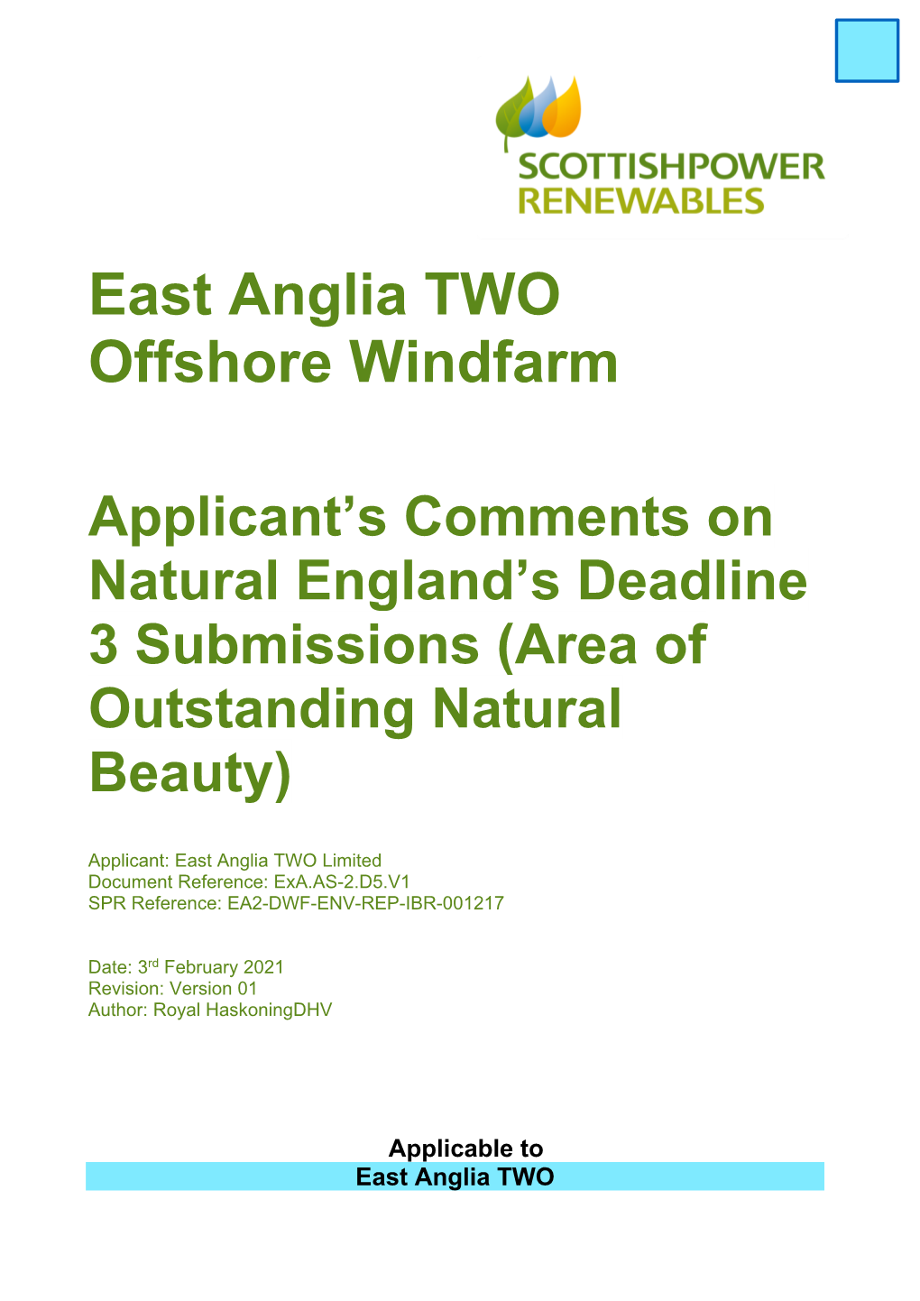 East Anglia TWO Offshore Windfarm