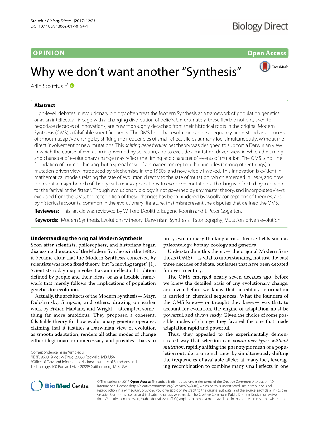 Why We Don't Want Another "Synthesis"