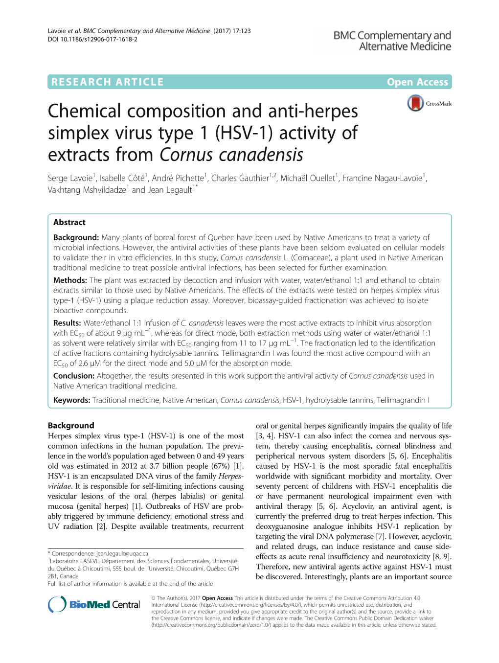 Chemical Composition and Anti-Herpes Simplex Virus Type 1