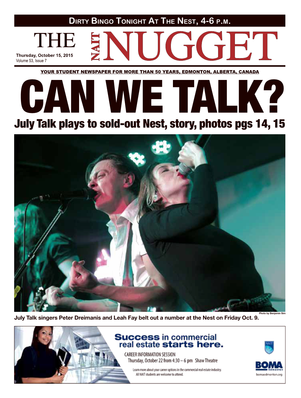 July Talk Plays to Sold-Out Nest, Story, Photos Pgs 14, 15