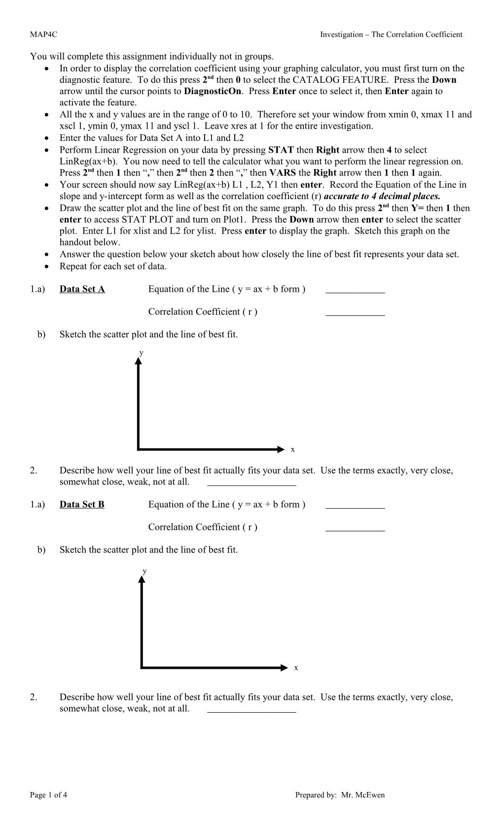 Investigation - the Correlation Coefficient