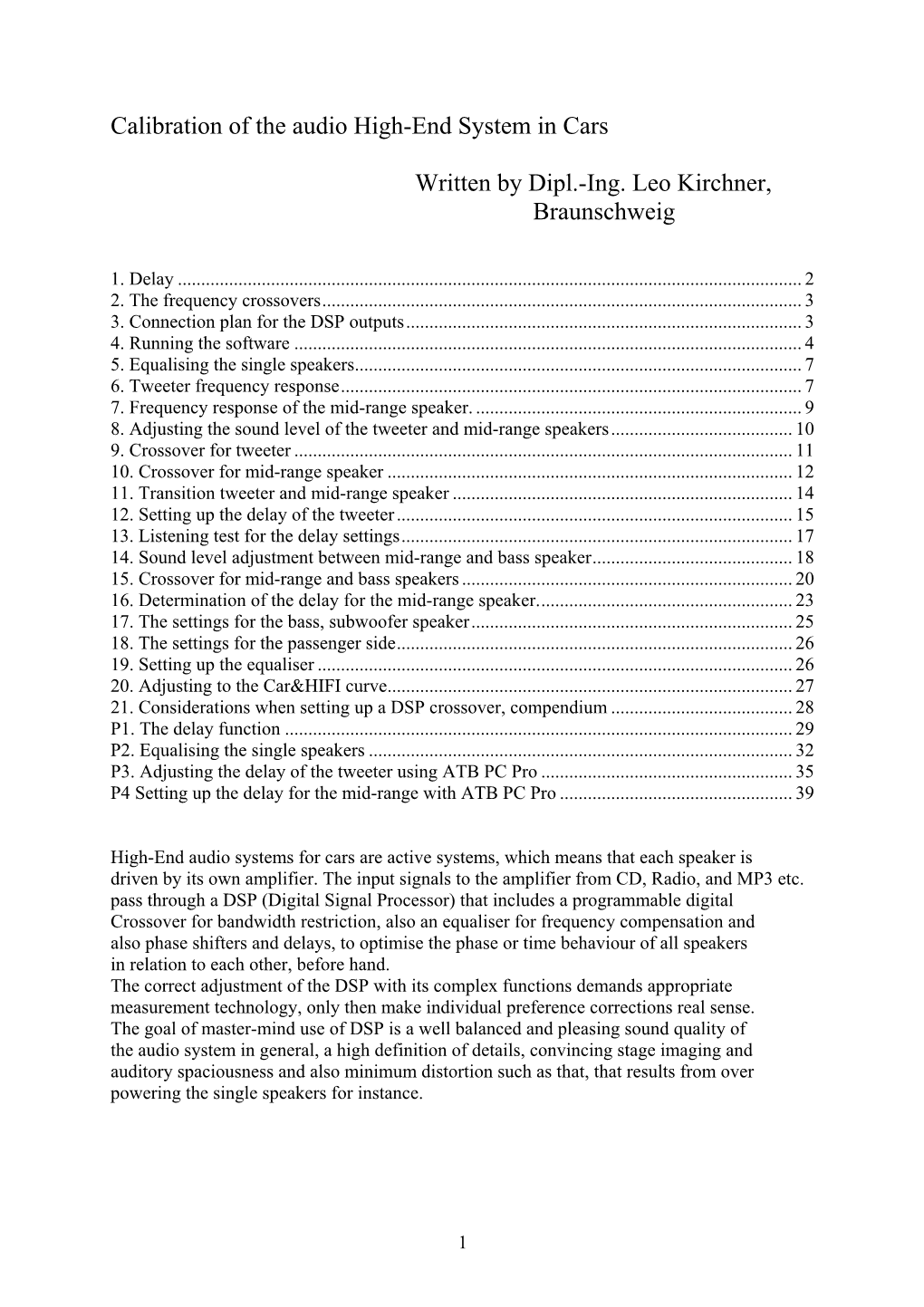 PDF Download Calibration of the Audio High-End System in Cars