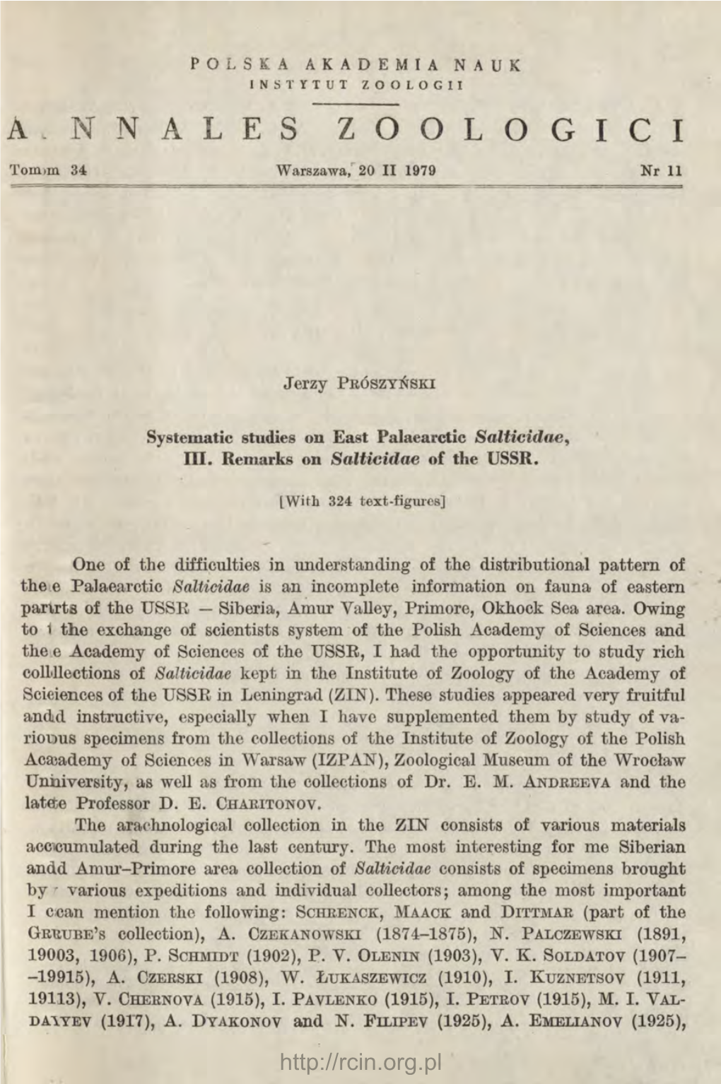 Systematic Studies on East Palaearctic Salticidae. 3, Remarks on Salticidae of the USSR