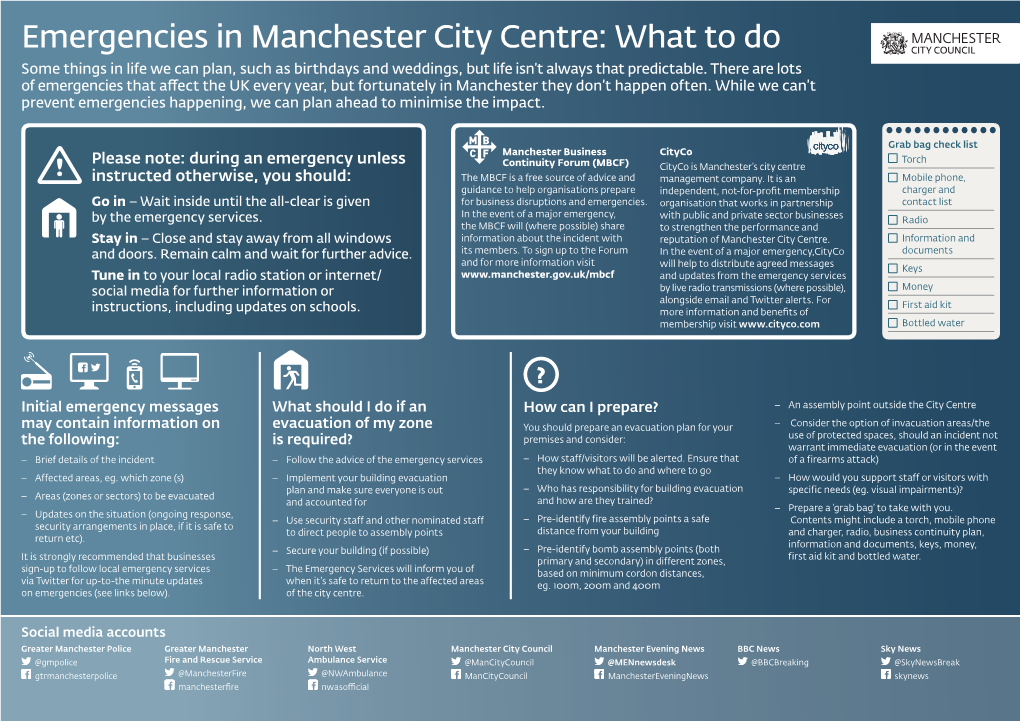 Emergencies in Manchester City Centre: What to Do Some Things in Life We Can Plan, Such As Birthdays and Weddings, but Life Isn’T Always That Predictable