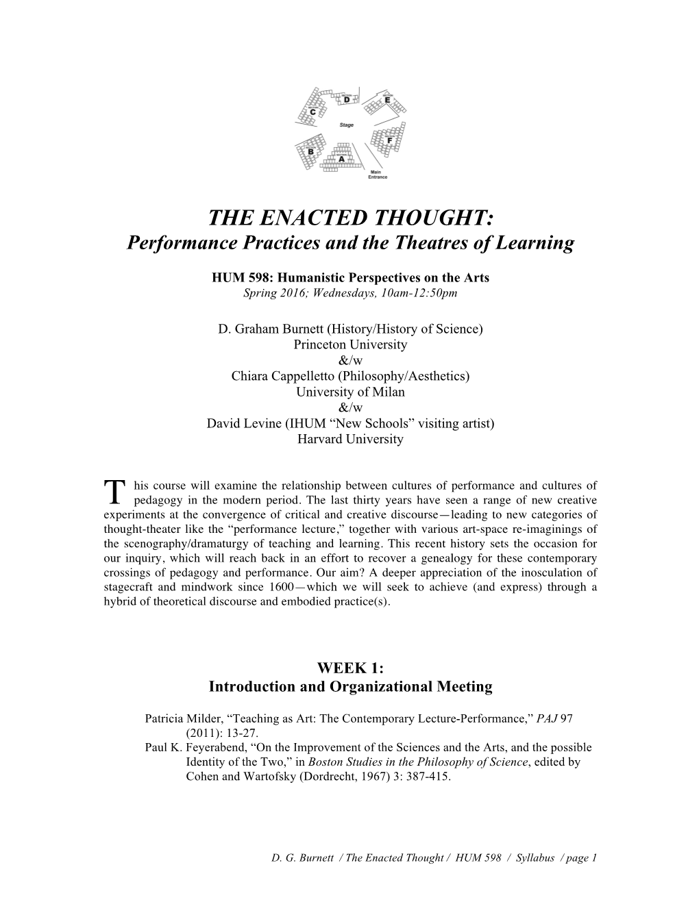 THE ENACTED THOUGHT: Performance Practices and the Theatres of Learning
