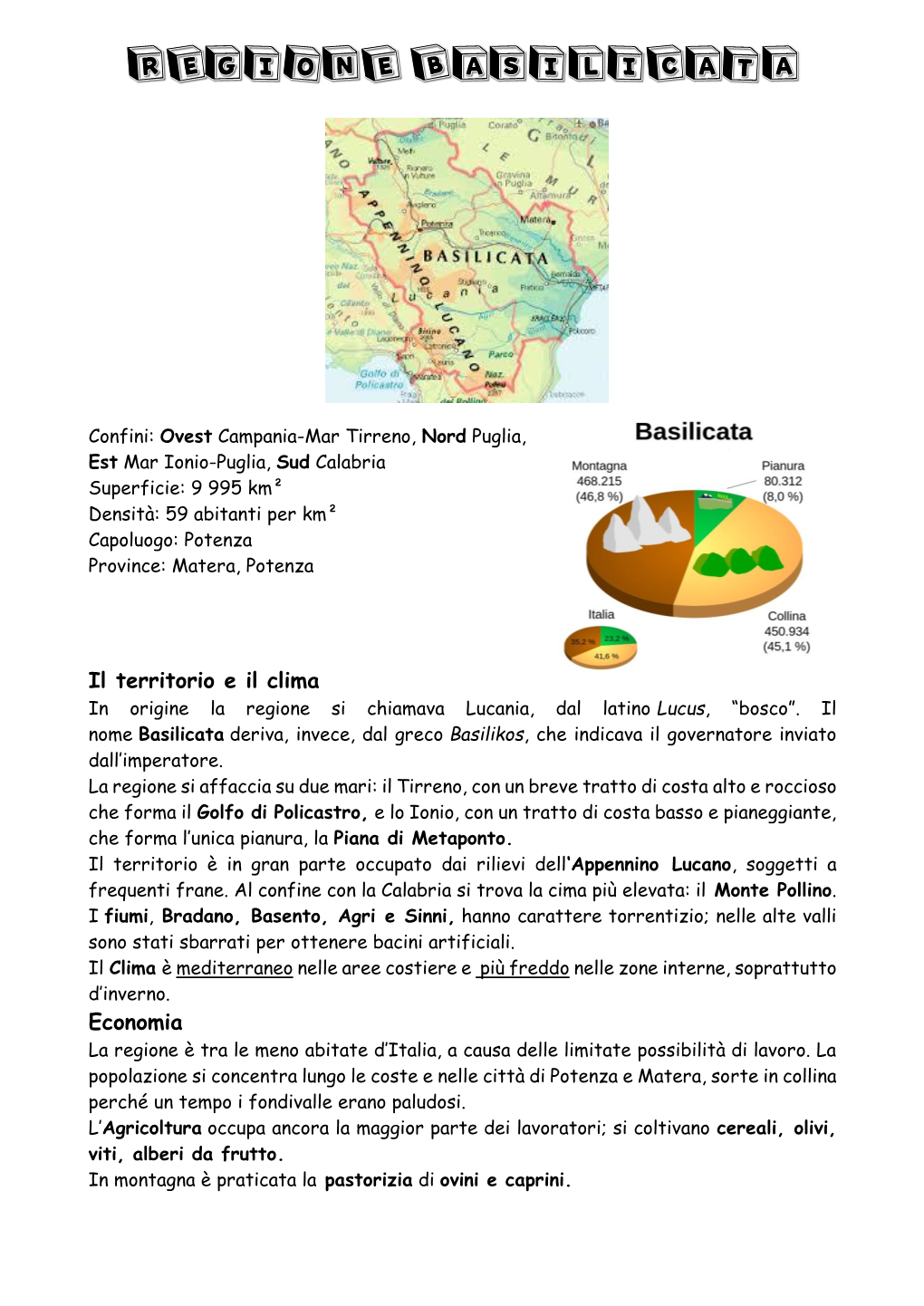 Il Territorio E Il Clima Economia