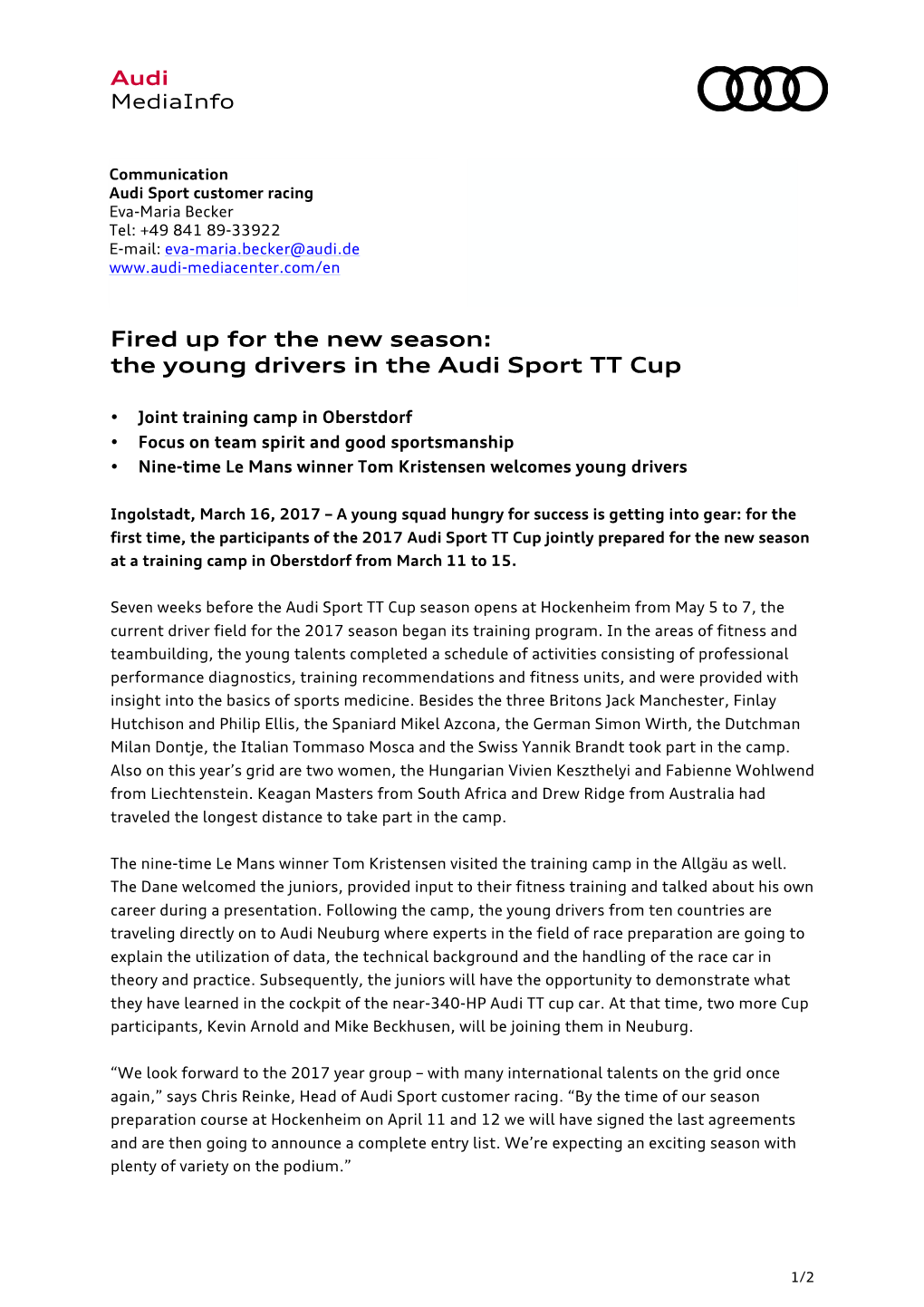 The Young Drivers in the Audi Sport TT Cup