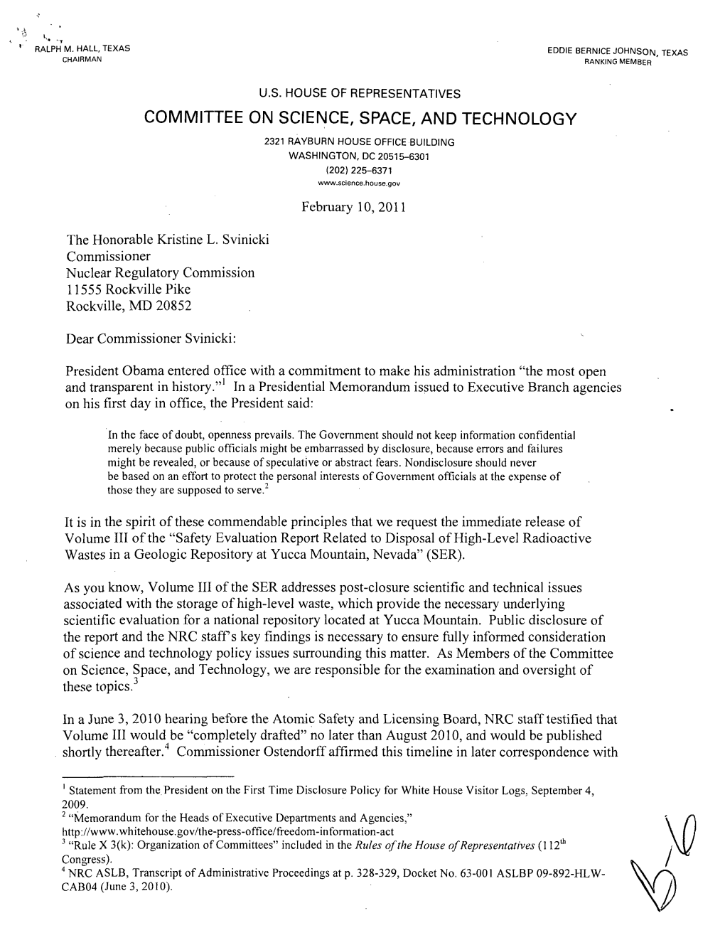 Letter from Congressman Ralph Hall, F. James Sensenbrenner, Jr., Paul