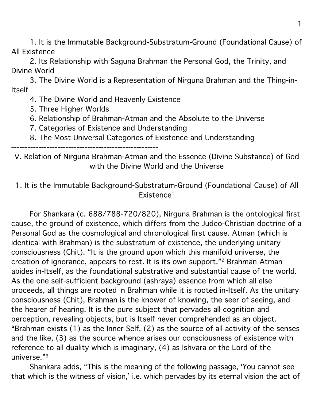 Relation of Nirguna Brahman-Atman and the Essence (Divine Substance) of God with the Divine World and the Universe