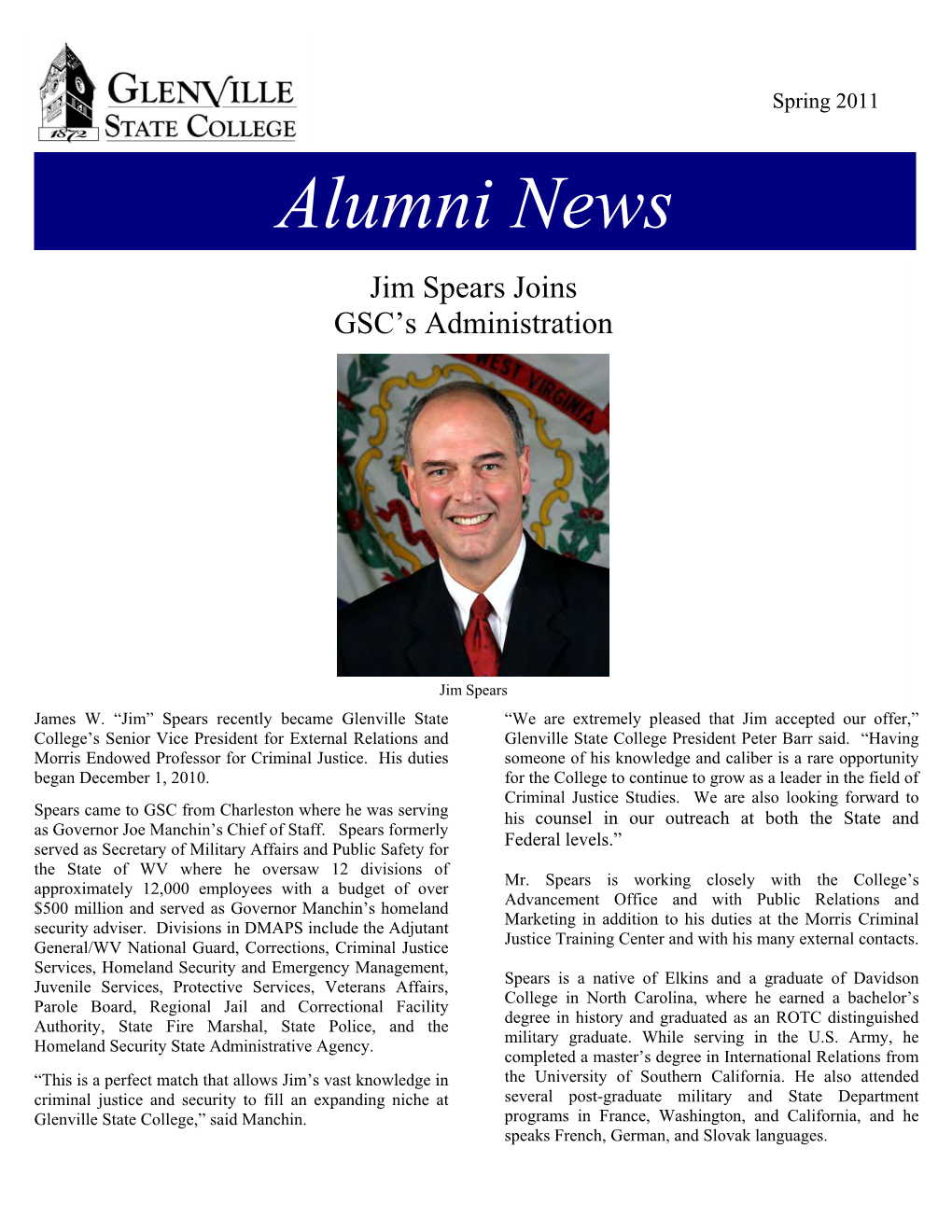 Jim Spears Joins GSC's Administration