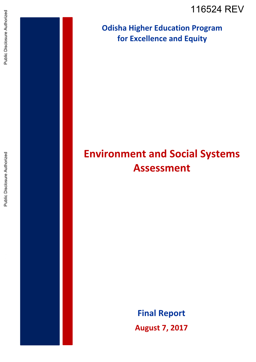 Odisha Higher Education Program for Excellence and Equity Public Disclosure Authorized Public Disclosure Authorized