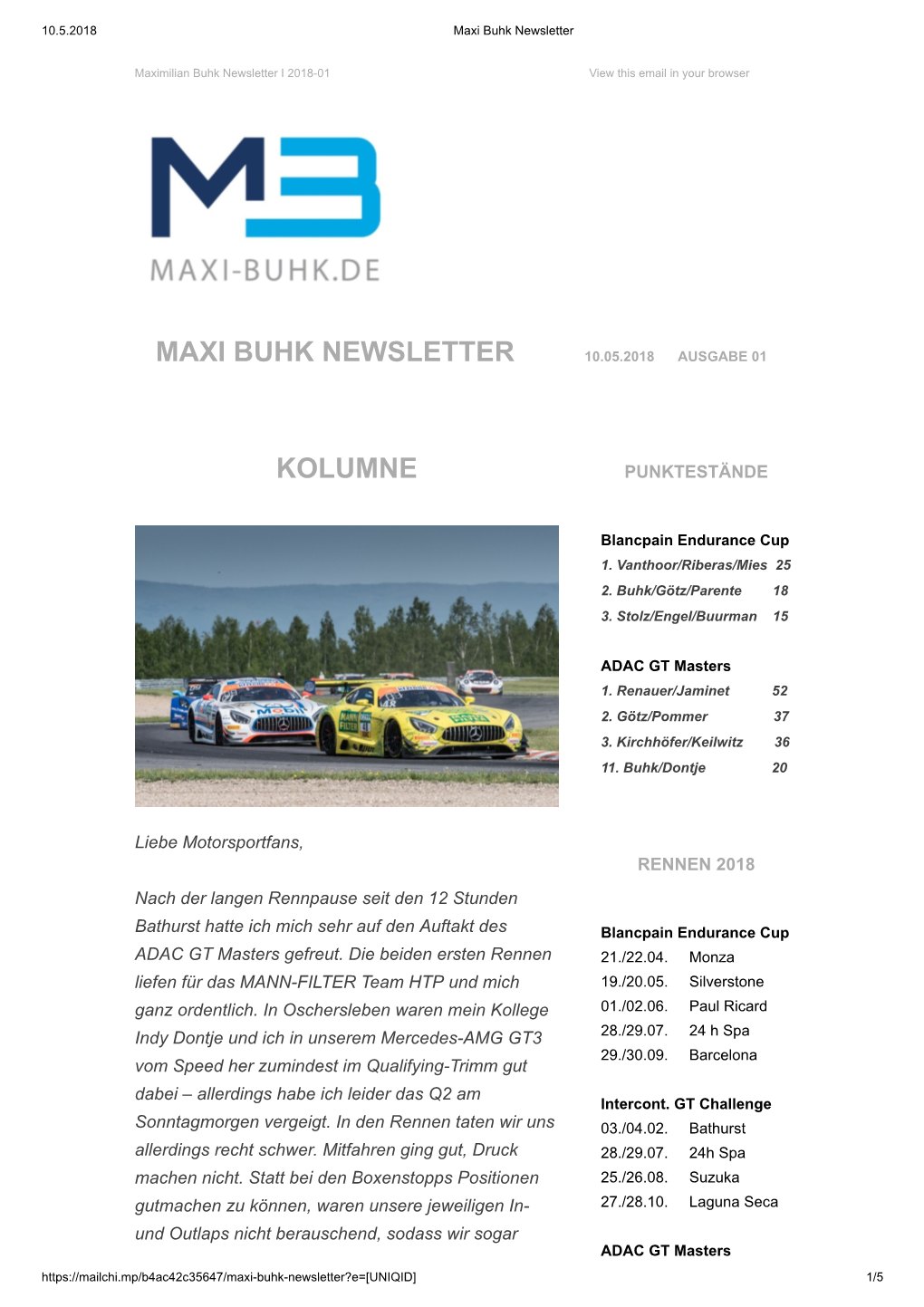 Maxi Buhk Newsletter 10.05.2018 Ausgabe 01