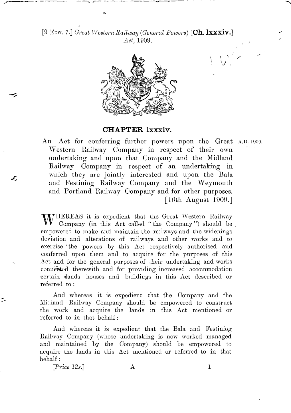 Great Western Railway (General Powers) Act 1909
