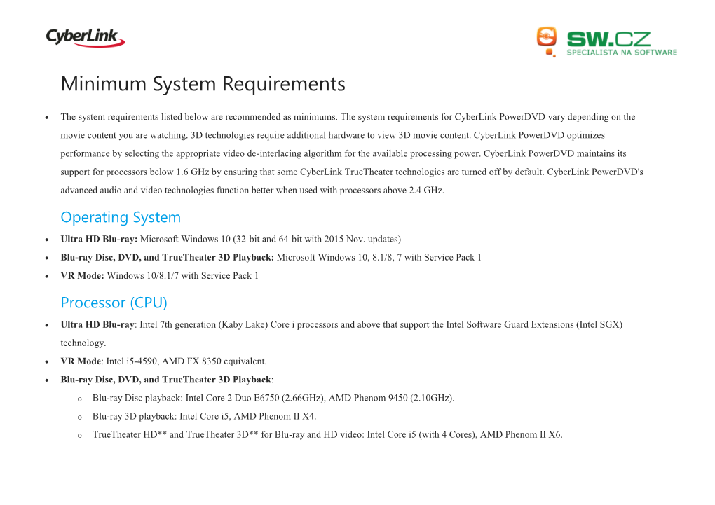 Minimum System Requirements