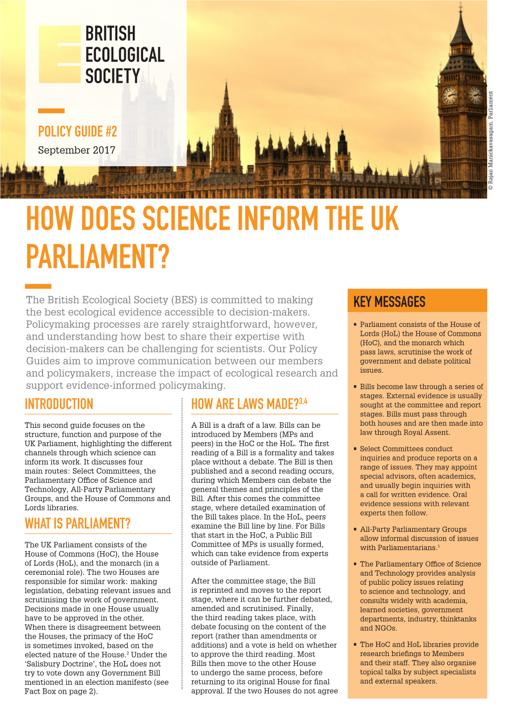 How Does Science Inform the Uk Parliament?