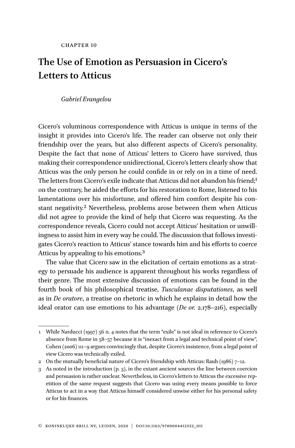 The Use of Emotion As Persuasion in Cicero's Letters to Atticus