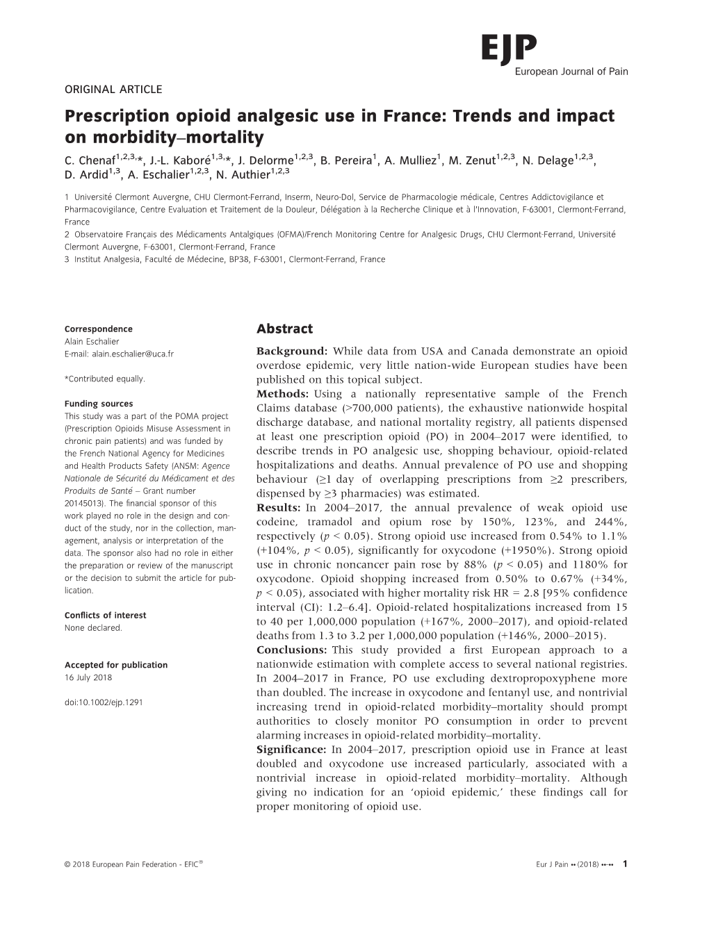 Prescription Opioid Analgesic Use in France: Trends and Impact on Morbidity–Mortality C